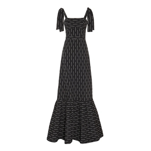 NWT Alexis Symphony Tie-Shoulder Flared-hem Maxi Dress Black/White Women Size XS - Picture 1 of 5